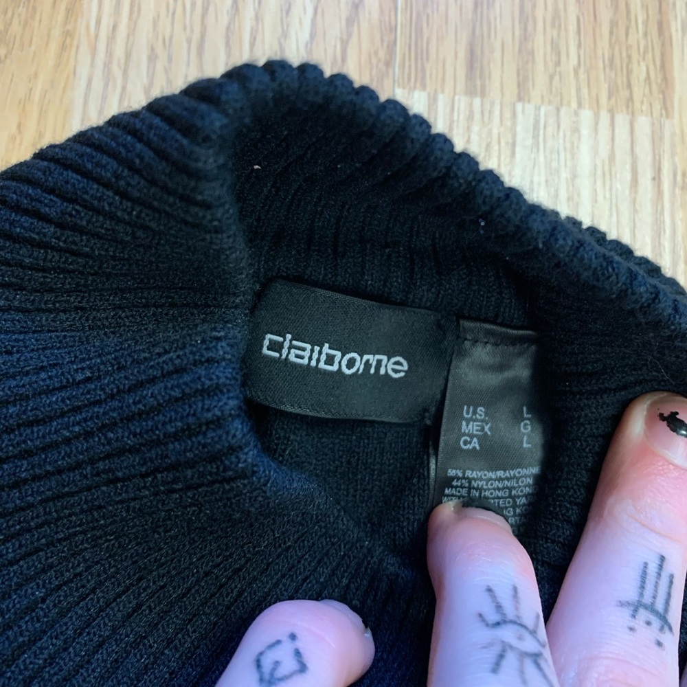 Black Patterned Turtleneck - image 2